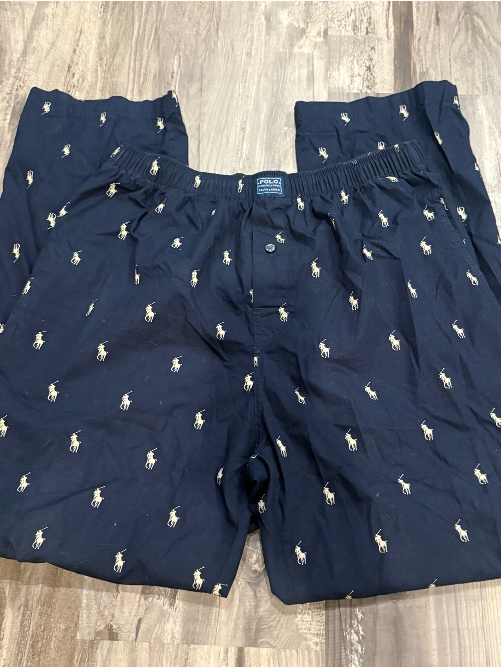 Ralph Lauren Polo Pony All Over Print Navy Blue Pajama Pant SZ M - Picture 4 of 10